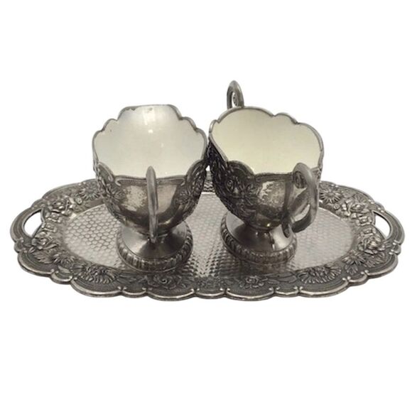 Vintage Eales 1779 Silver Plated Sugar & Creamer Set with Tray - Picture 1 of 6